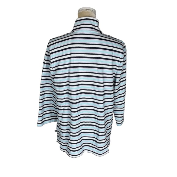 T By Talbots XL Striped 3/4 Sleeve High Neck Quarter Zip Pullover - Picture 4 of 9